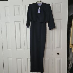 Elegant Navy Blue Evening Dress with Jacket